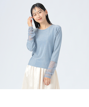 チュールドッキング ラメ ロングスリーブ プルオーバー