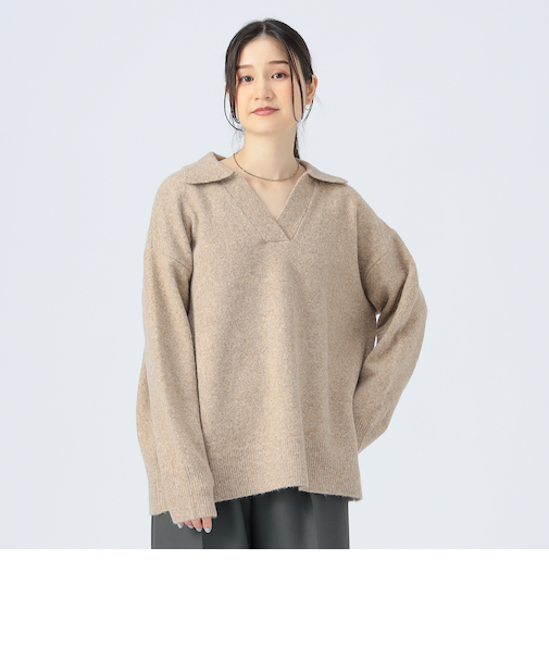 スキッパー襟 ニット プルオーバー