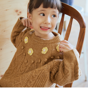 フラワー ケーブルニット プルオーバー 2025FW（90～140cm）