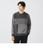 ミックス パネル クルーネック ニット