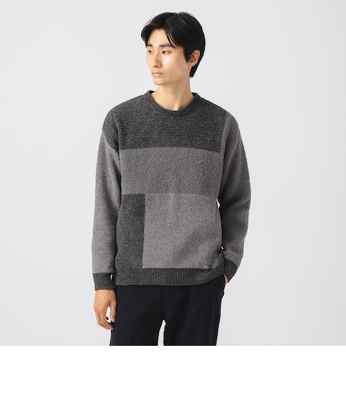 ミックス パネル クルーネック ニット