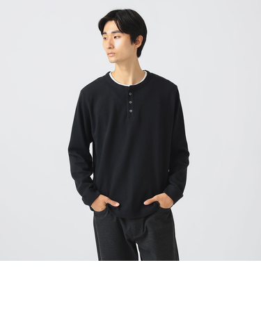 サカリバ フェイク レイヤード ヘンリーネック ロングスリーブ Tシャツ