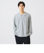 サカリバ フェイク レイヤード ヘンリーネック ロングスリーブ Tシャツ