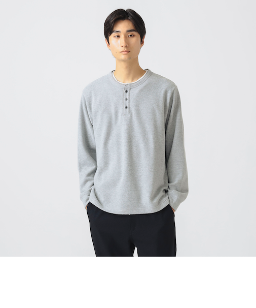 サカリバ フェイク レイヤード ヘンリーネック ロングスリーブ Tシャツ