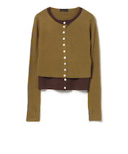 レイヤード風 リブ カーディガン