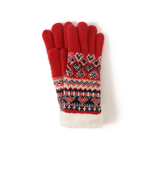 裏 ボア 雪柄 グローブ