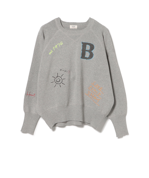 スウェットライク ロゴ刺繍 ニット｜ビームスアウトレットの