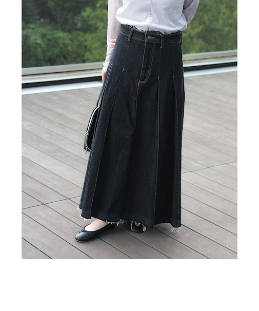 ワイドプリーツ デニムスカート