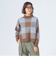 ジャカード チェック柄 ニット