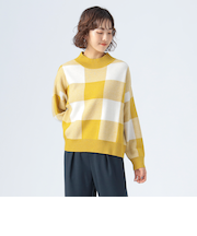 ジャカード チェック柄 ニット