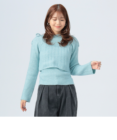 リボンキャミソールベスト × プルオーバー