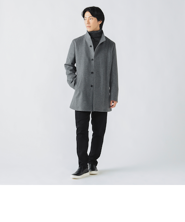 ウールカシミヤ ショート スタンドカラーコート