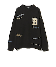 Bイニシャル レタード クルーネック ニット