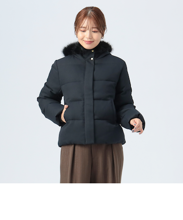 撥水 フェイクファー付き ショートダウン