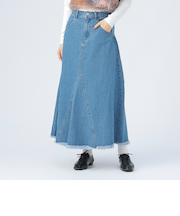 リメイク風 デニム フレア スカート