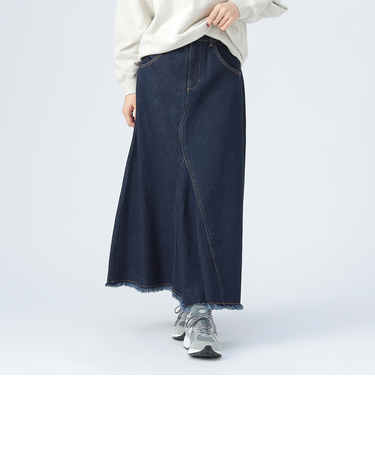 リメイク風 デニム フレア スカート