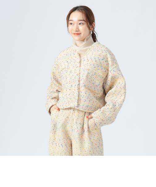 カラーネップ ツイードブルゾン