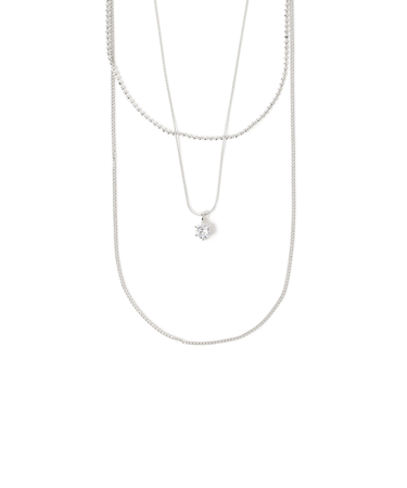 3連 キュービックジルコニア ネックレス