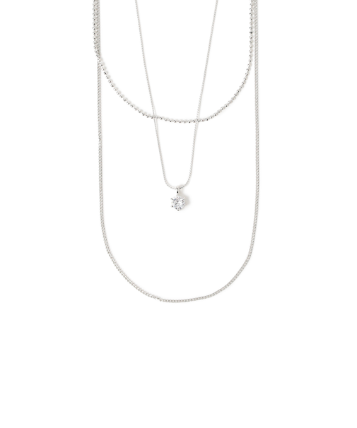 3連 キュービックジルコニア ネックレス