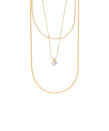 3連 キュービックジルコニア ネックレス