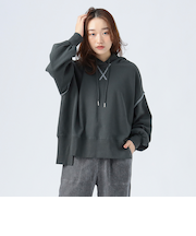 配色 スウェット プルパーカー