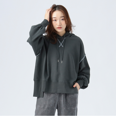 配色 スウェット プルパーカー