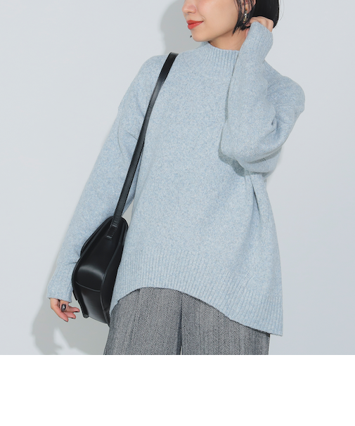 オーバーサイズ ハイネックニット（洗濯機可能）