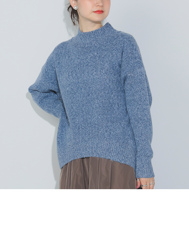 オーバーサイズ ハイネックニット（洗濯機可能）