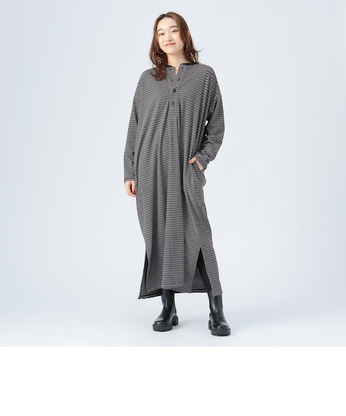 起毛 ボーダー ワンピース