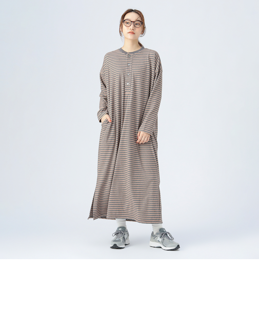 起毛 ボーダー ワンピース