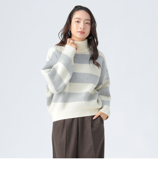 配色 ボーダー柄 ニット