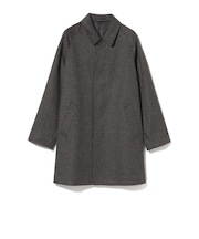 140Sウール チェック柄 ステンカラーコート