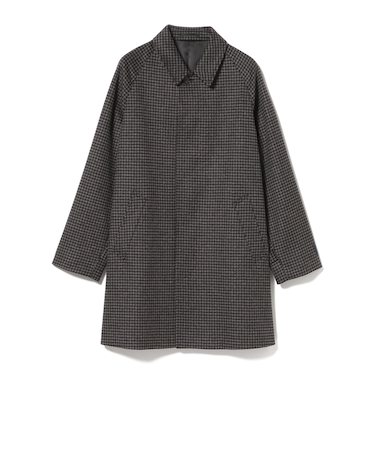 140Sウール チェック柄 ステンカラーコート