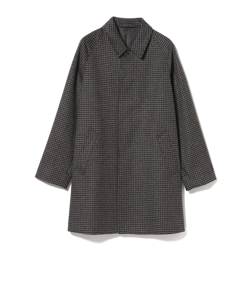 140Sウール チェック柄 ステンカラーコート