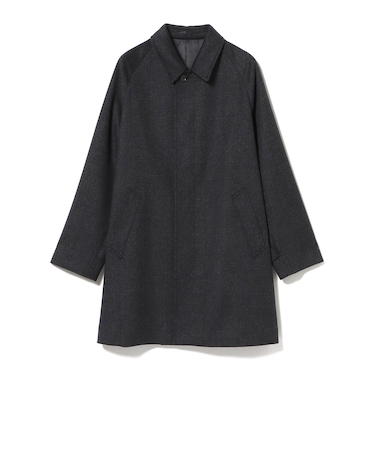 140Sウール チェック柄 ステンカラーコート