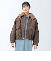 中綿 コーデュロイ 襟ボア ブルゾン