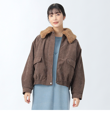 中綿 コーデュロイ 襟ボア ブルゾン