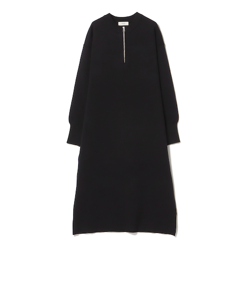 スウェットライク ハーフジップ ワンピース