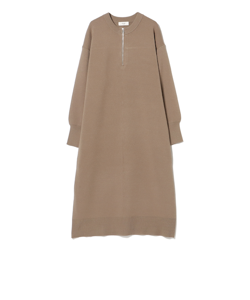 スウェットライク ハーフジップ ワンピース