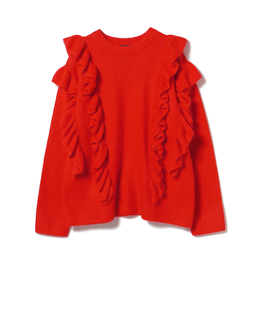 オーバー フリル ニット プルオーバー