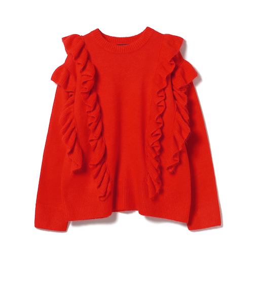 オーバー フリル ニット プルオーバー