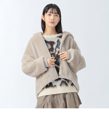 ショートファー フード ブルゾン