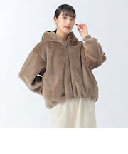 ショートファー フード ブルゾン
