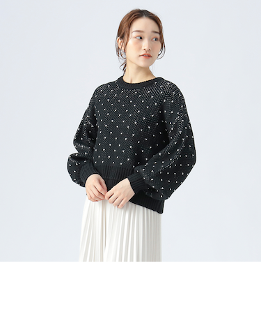 ハート ジャカード ニット プルオーバー