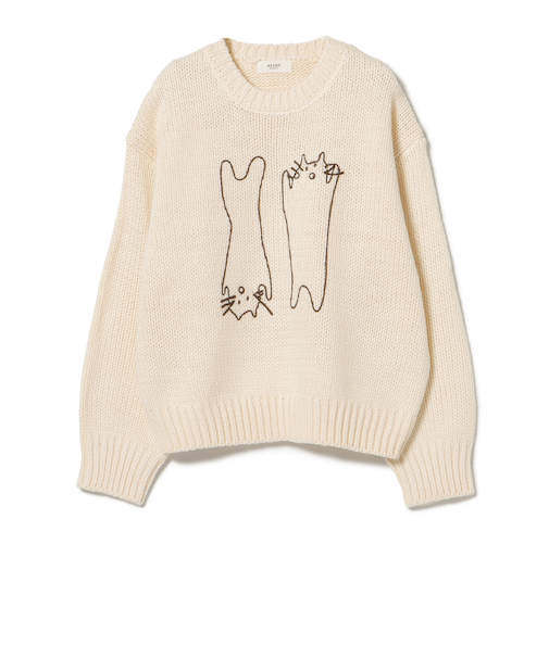 アートネコ 刺繍 ニット プルオーバー