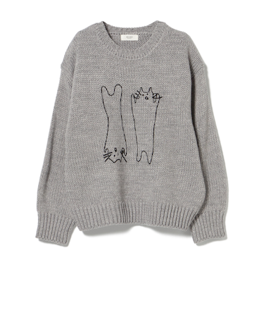 アートネコ 刺繍 ニット プルオーバー