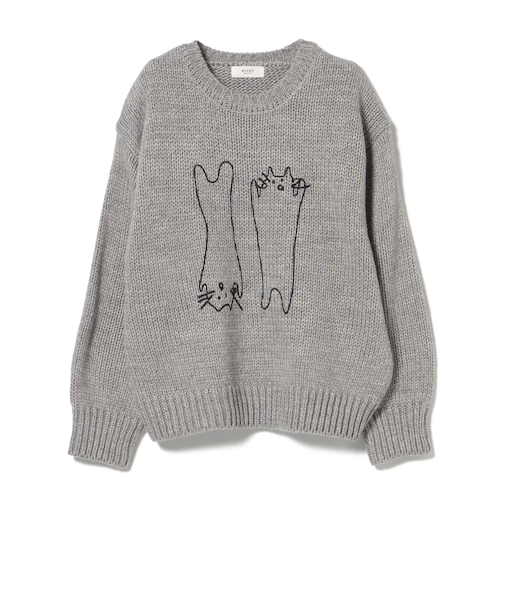 アートネコ 刺繍 ニット プルオーバー