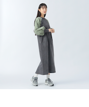 後ジップ 異素材 ワンピース