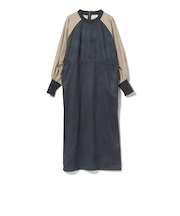 後ジップ 異素材 ワンピース