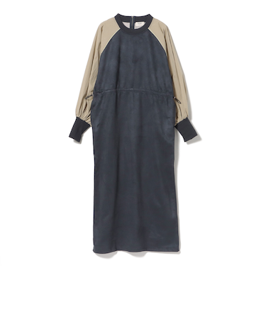 後ジップ 異素材 ワンピース